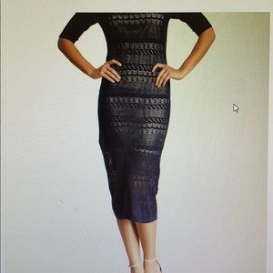 Blue dress with nude slip